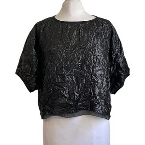 Stand Alone Elegant Black Crinkly Sparkly Women's Top One Size
